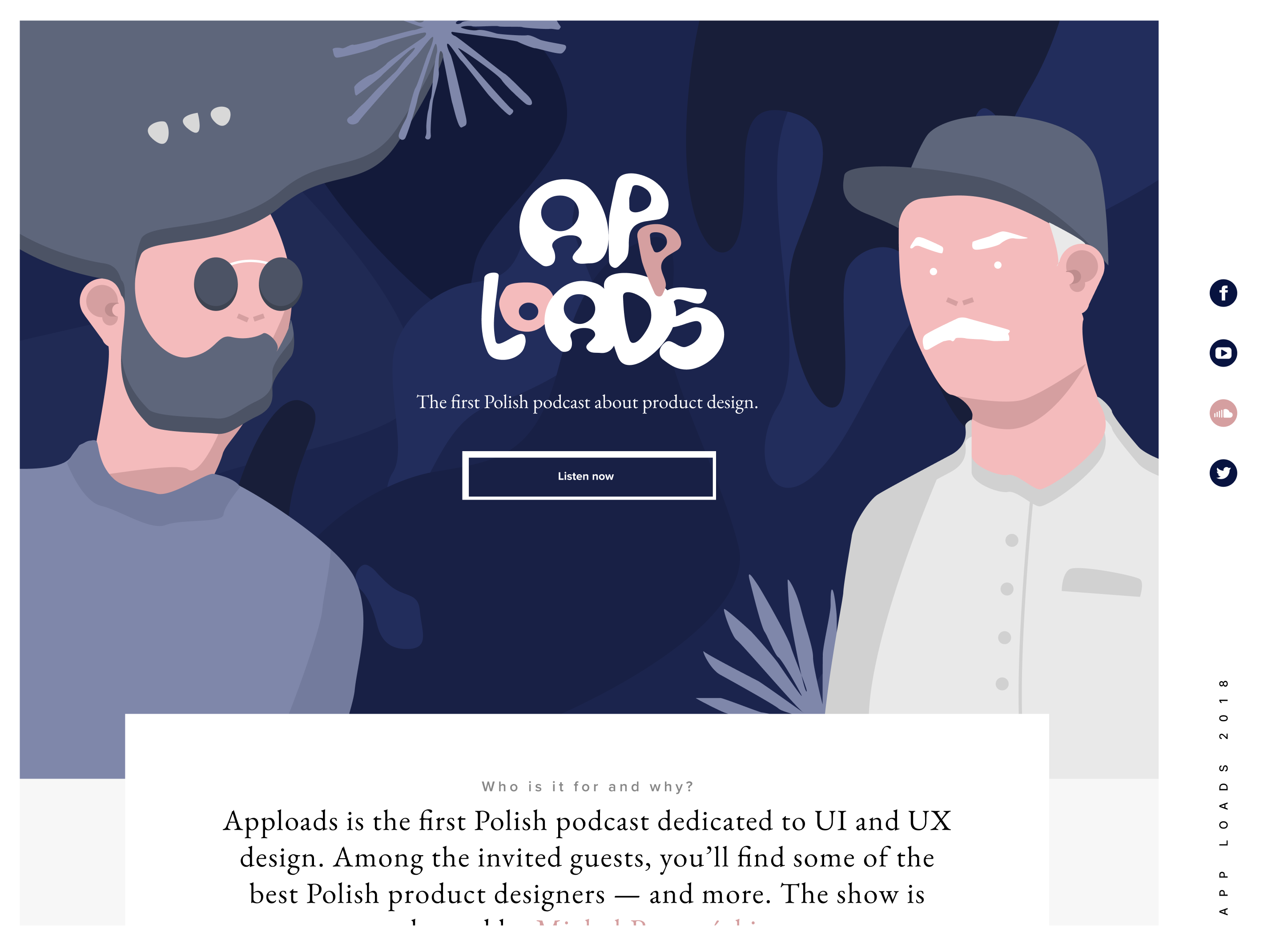 Apploads podcast hero section with illustrated characters