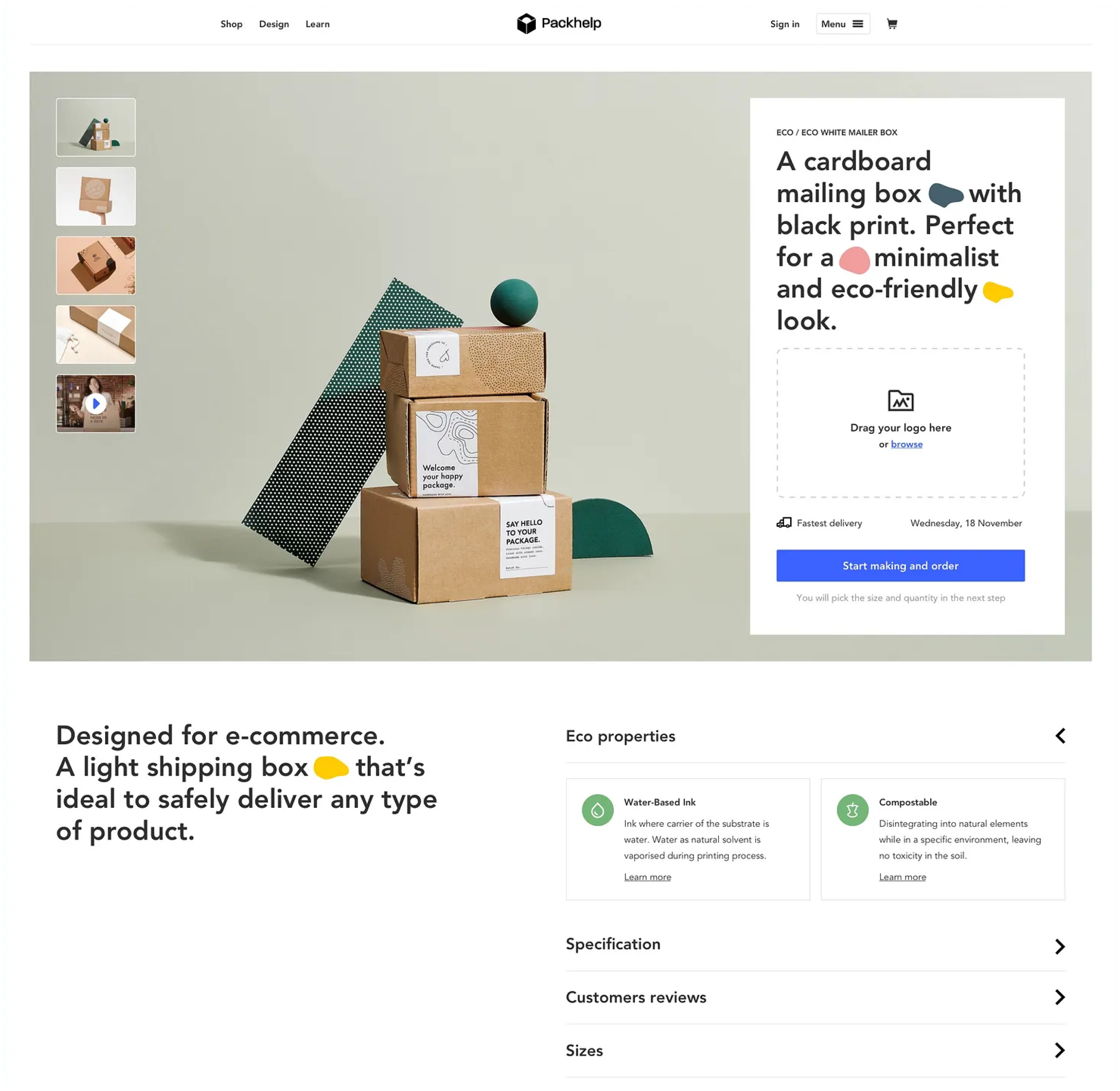 Eco White Mailer Box product page