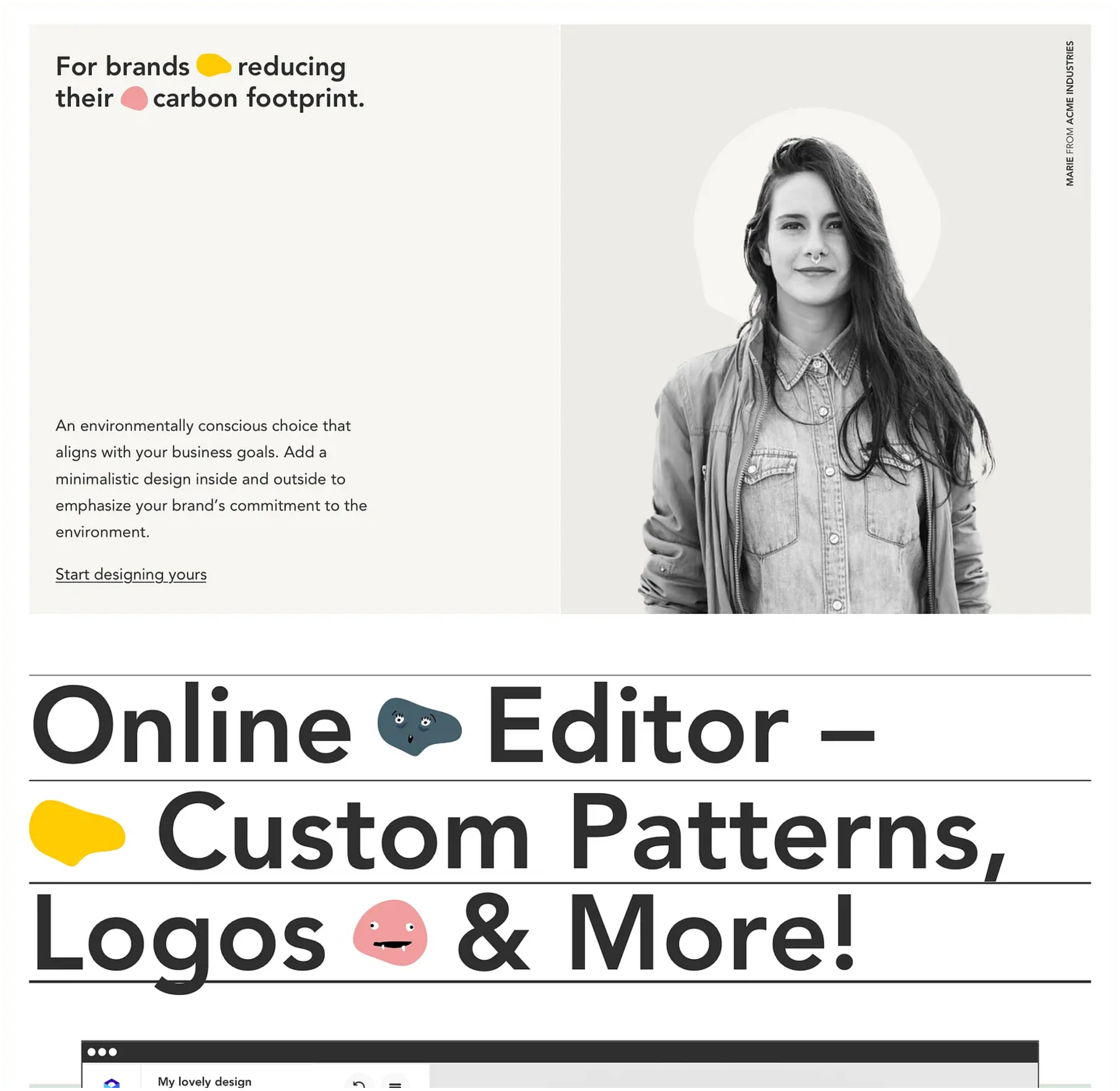 Landing page and Online Editor feature highlight