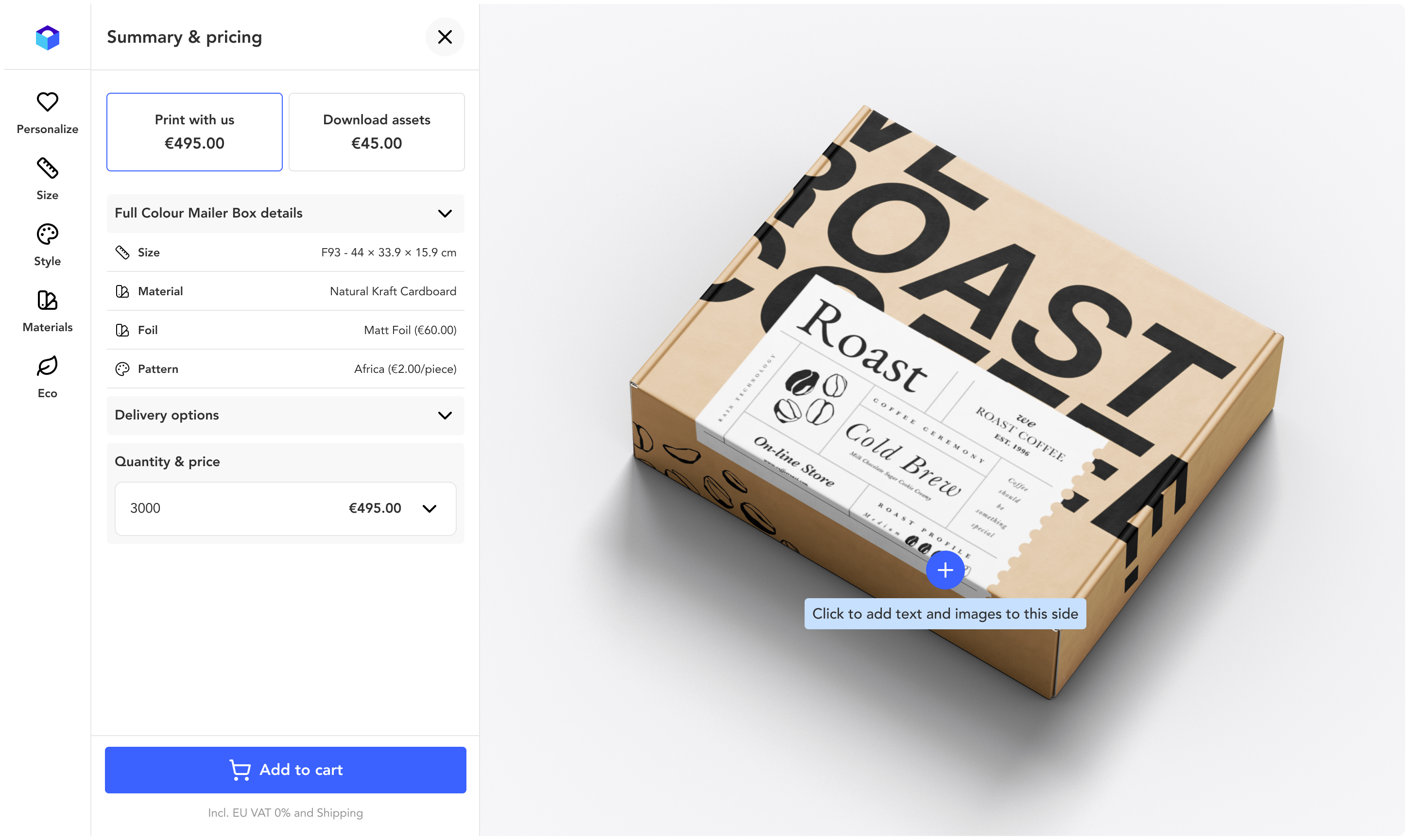 Summary and pricing with print options