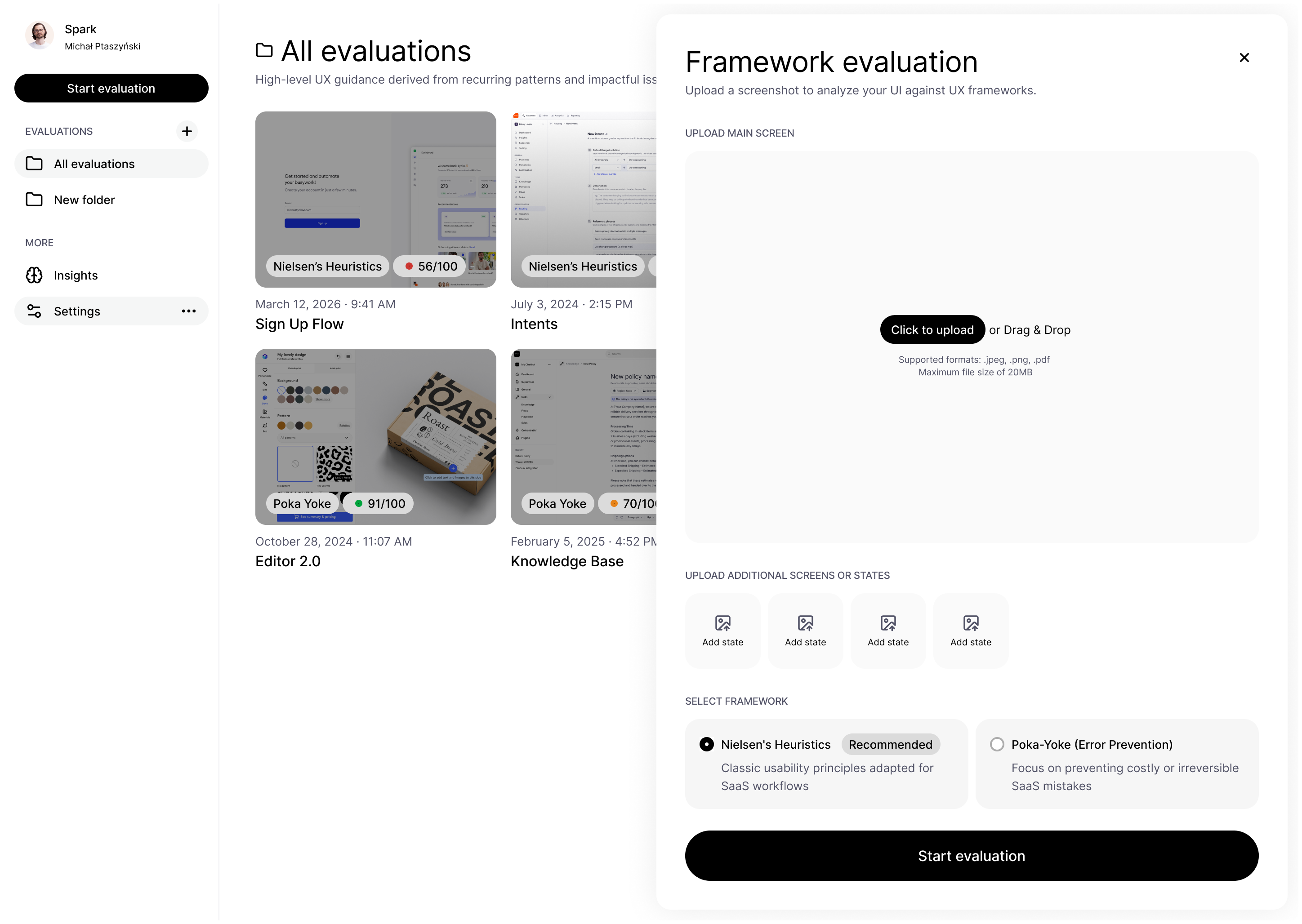 Spark - UI Heuristic Evaluation App